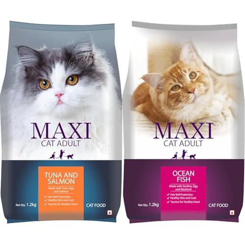 Maxi Tuna & Salmon & Ocean Fish Dry Cat Food Bundle - 1.2kg x 2 (Adult)
