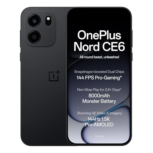 OnePlus Nord CE6 | 8GB+256GB | Pitch Black | Snapdragon 7s Gen 4 | Segment's Fastest To…