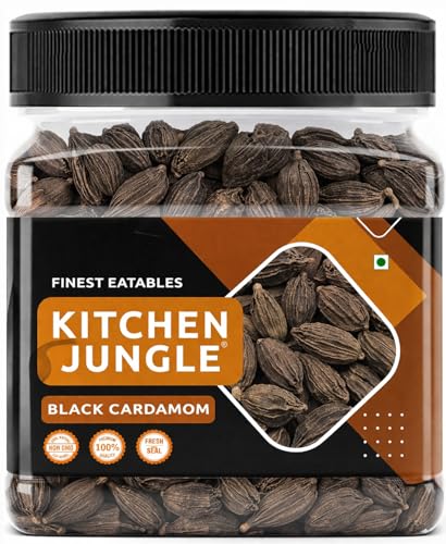 Kitchen Jungle Premium Black Cardamom (Kali Elaichi) 100g | Bold Whole Badi Elaichi Pod…