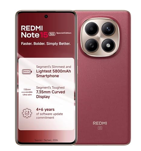 Redmi Note 15 SE 5G Smartphone, Crimson Reserve, 6GB RAM, 128GB, 5800mAh Battery, IP66…