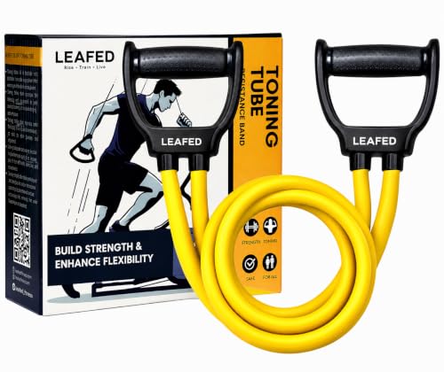 LEAFED Resistance Band with Double Toning Tube for Workout | Heavy Duty Exercise Band w…