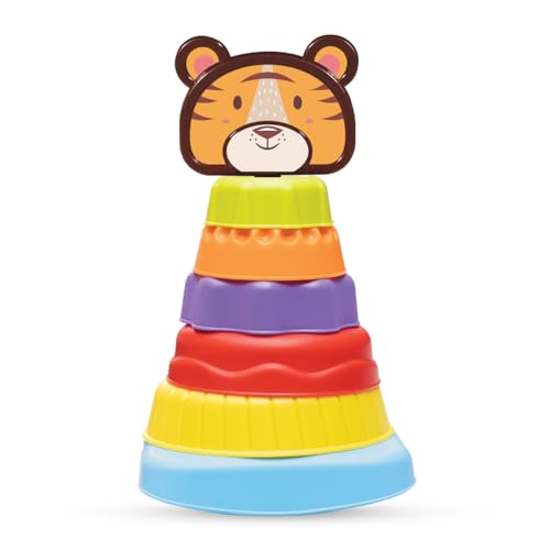 Amazon Brand - Jam & Honey Baby Stacking Rings Toy for 6+ Months, Wobbly Ring Stacker w…