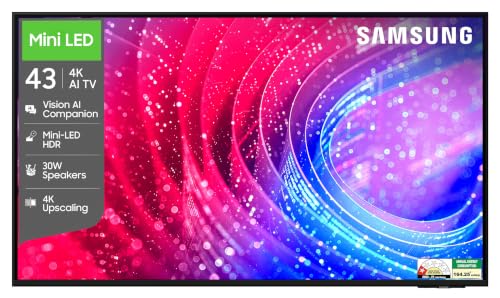 Samsung 43 inch (108cm) Mini LED 4K Vision AI 2026 Smart TV | 30W Speakers | 4K Upscali…