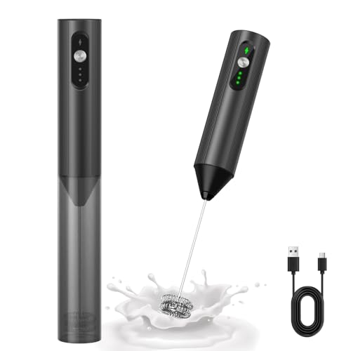 CIRCLE JOY 3-Speed Rechargeable Coffee Frother Electric, Milk Frother Handheld with Dua…