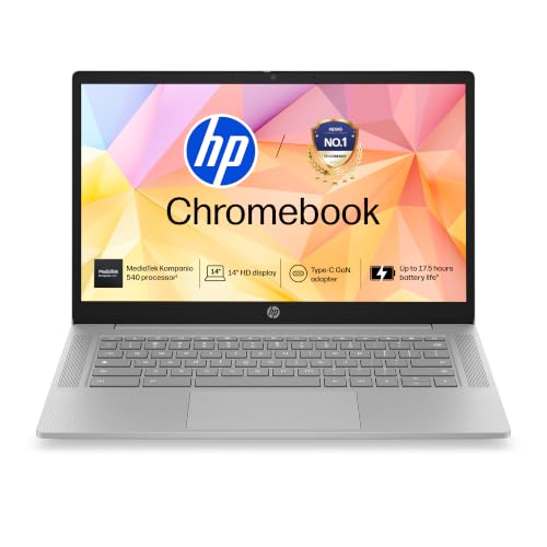 HP Chromebook 14, MediaTek Kompanio 540 (4GB LPDDR5, 128GB UFS) HD, Anti-Glare, Micro-E…