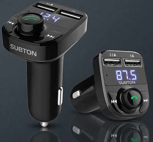 SUBTON BASICS Mobile Charger for Car with Bluetooth 5.0 FM Transmitter, FM Radio Hands-…