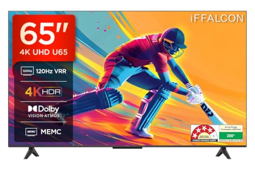 iFFALCON 164 cm (65 Inches) 4K UHD Smart LED Google TV | 120Hz VRR | Dolby Vision & Atm…