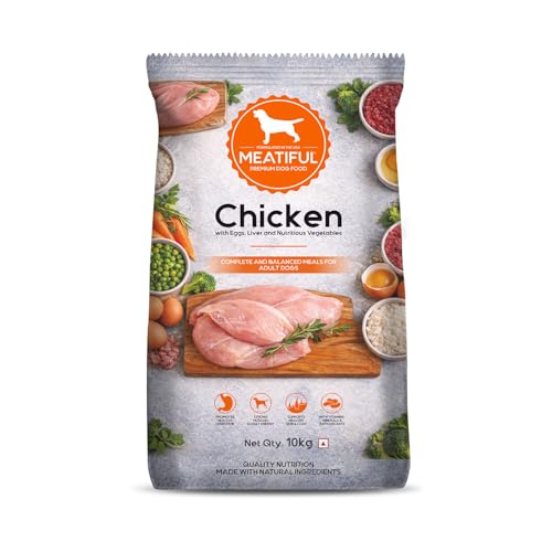 Meatiful Adult Dry Dog Food 10kg | Chicken Flavour | Supports Strong Bones & Teeth | Bo…