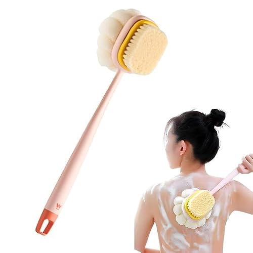 KLIMET 2-in-1 Silicone Body Bathing Brush with Long Handle | Soft & Firm Bristles Back…
