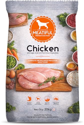 Meatiful Adult Dry Dog Food 20kg | Chicken Flavour | Supports Strong Bones & Teeth | Bo…