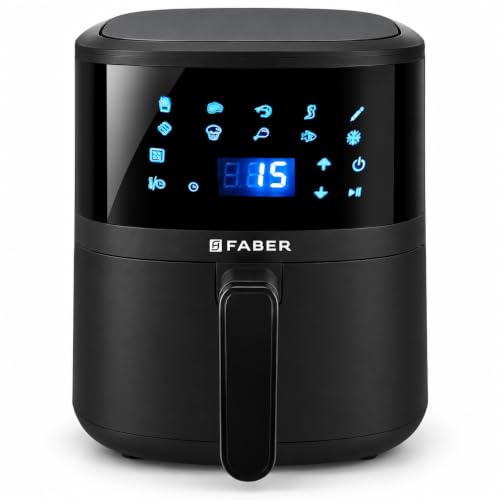 Faber 4L 1300W Digital Air Fryer | Fry, Bake, Roast | 85% Less Oil, 200°C Swirl Heating…