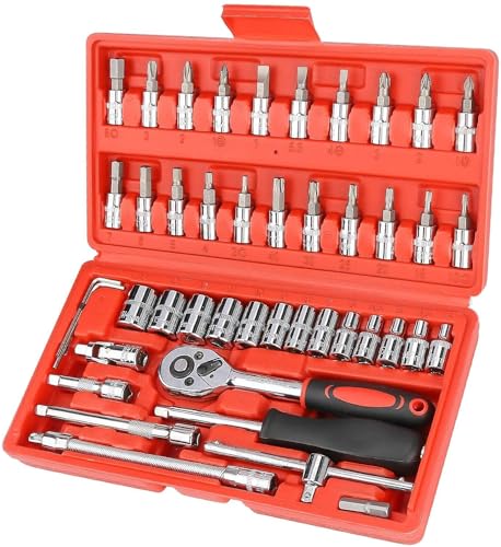 46 Piece 1/4" Socket Set Goti Pana with Ratchet Wrench For Car, Bike, Cycle Repairing,…