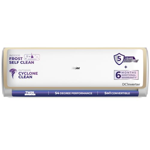 Haier 1.5 Ton 5 Star Twin Inverter Split AC (Turbo Cooling, Energy Saving & Self-Clean,…