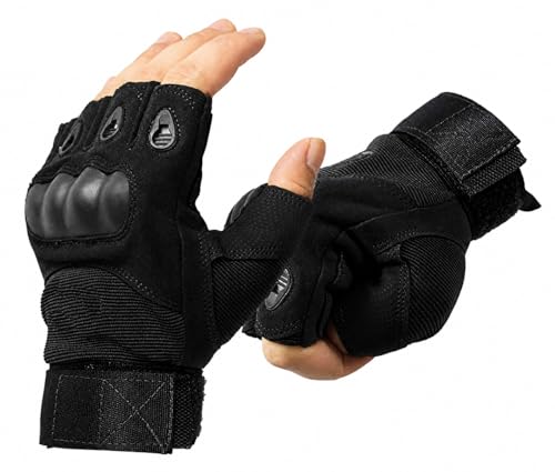 BEYKURY Tactical Half Finger Gloves for Men | Nylon Hard Knuckle Sports Gloves for Cycl…