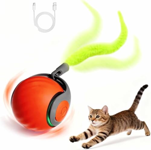 76YEXNA Interactive Motion Activated Rolling Cat Toy Ball with Tail
