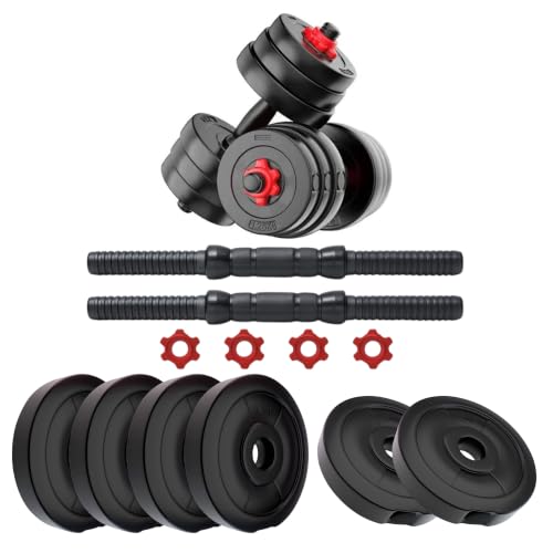 SPIXT Adjustable Dumbbells 8kg to 20kg PVC Weights Plates With Dumbbells Rods For Home…