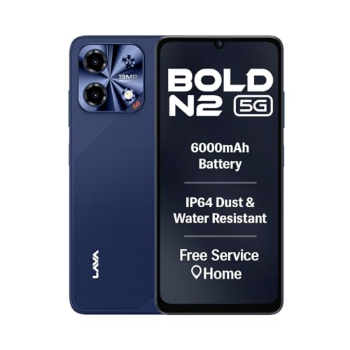 Lava Bold N2 5G (Billionaire Blue, 4GB RAM, 64GB Storage) | 6000 mAh Super Battery | Oc…