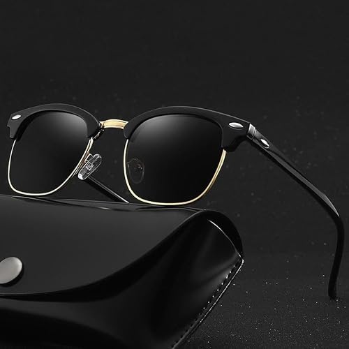 Zadinga Club Master Men's Classic Black Plastic Adult Oval Sunglasses with Black Polari…