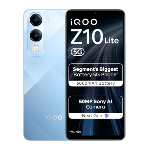 iQOO Z10 Lite 5G (Titanium Blue 2026, 4GB RAM, 128GB Storage) | Dimensity 6300 5G Proce…