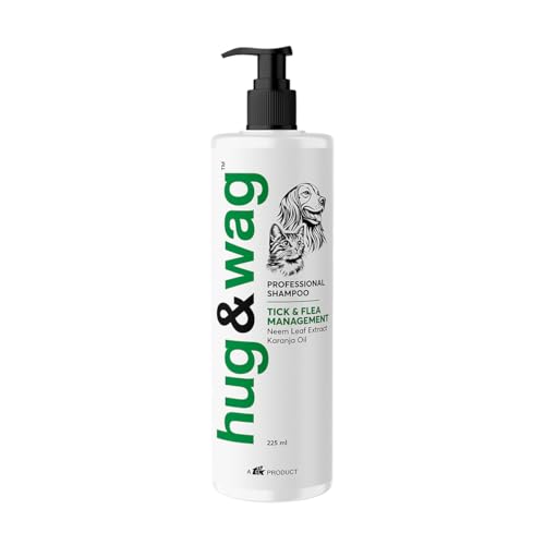Hug & Wag Tick & Flea Dog & Cat Shampoo | Neem, Tulsi & Karanja | Power of Natural Repe…