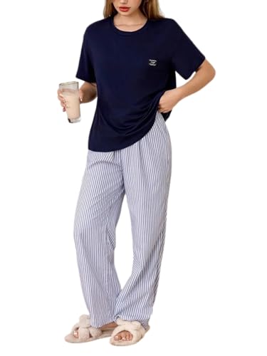 Celary Korean Women’s Pyjama Set|Half Sleeve T-Shirt & Printed Pyjama Set for Women|Siz…