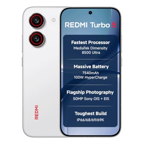 REDMI Turbo 5 (8GB + 256GB) Turbo White | MediaTek Dimensity 8500 Ultra | Mega 7540mAh…