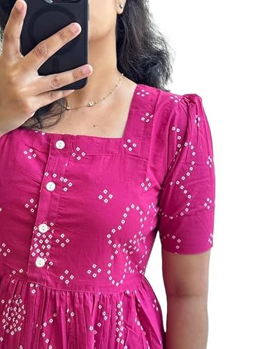 Women's Printed Cotton Midi Dress Fit & Flare A-Line Casual Dress for Women & Girls Ele…