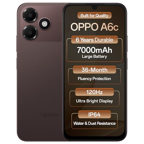 Oppo A6c 4G (Stone Brown, 4GB RAM, 64GB Storage) | 7000mAh Long-Lasting Battery | 120Hz…