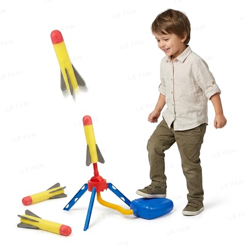 Lefan Air Powered Flying Rocket Toy for Kids, Foam Rocket Launcher Set with Foot Pump,…