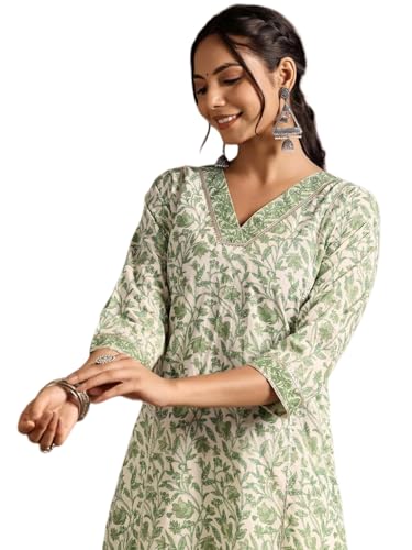 GLAMALUE New Cotton Leaf Printed Casual Straight Kurta for Women | Women Formal Kurti G…