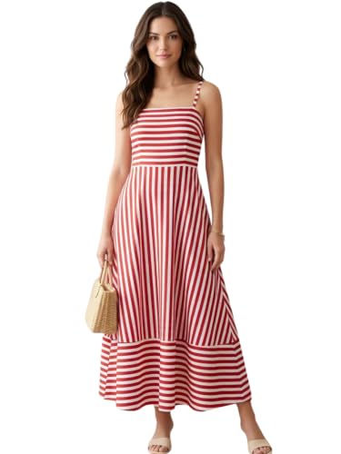 GRECIILOOKS Summer Dress for Women Midi Dress for Woman | Sleeveless Striped Design | M…