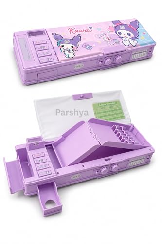 Parshya Purple Multifunction Pencil Box for Girls with 2-Digit Password Lock, Built-in…