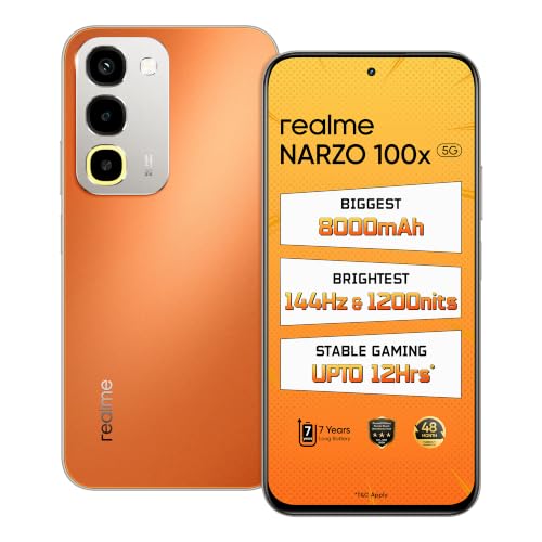 realme NARZO 100x 5G (Flash Orange,6GB+128GB) | Biggest 8000mAh Battery | 45W Fast Char…