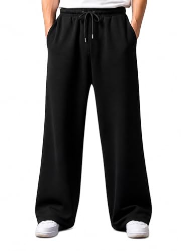 Men's Baggy Track Pants | Oversized Cotton Joggers with Elastic Waistband, 2 Side Pocke…