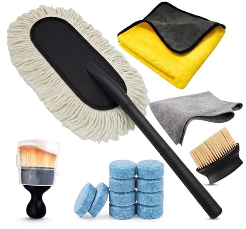 HSR 6 PCS Premium Car Cleaning Kit with Microfiber Car Duster, Soft Detailing Brushes,…