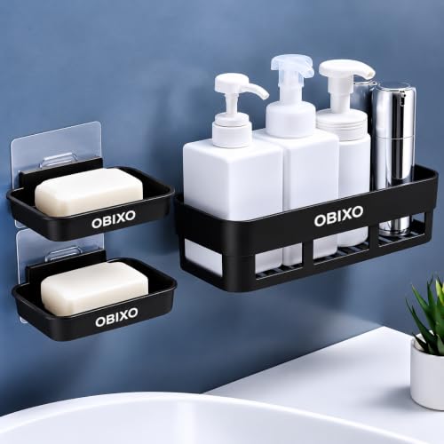 Wall Mounted Bathroom Shelf Organizer, No Drill Adhesive Storage Rack, Waterproof Plast…