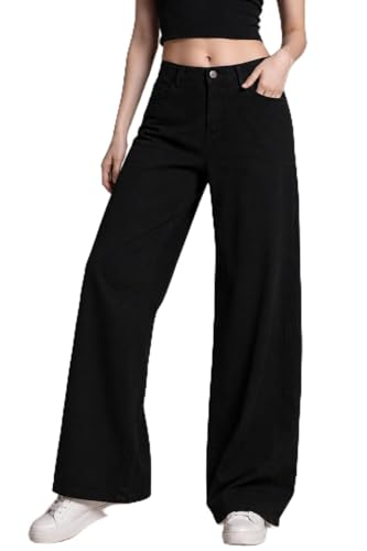 WAHMII Women Straight Fit High Waist Black Jeans | High Rise Stretch Denim Pants for Wo…