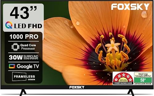 Foxsky 109 cm (43 inch) Frameless Series FHD QLED Google TV (43 FS 1000 PRO)