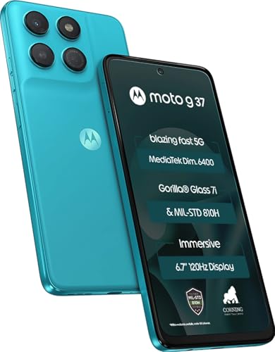 Motorola g37 Power 5G (Pantone Capri (Cyan), 8GB RAM, 128GB Storage) | MediaTek Dimensi…