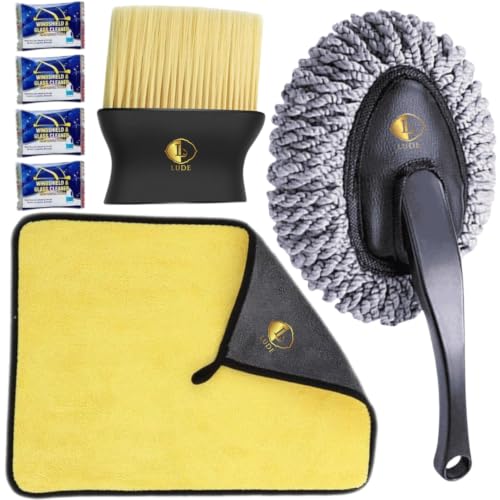 LUDE 7 PCS Car Cleaning Kit with Microfiber Duster, Scratchfree Microfiber Cloth, AC Ve…