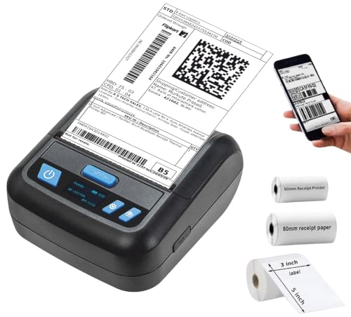 PeriPeri 3Inch Heavy Duty USB+Bluetooth Label + Receipt 2in1 Thermal Printer, Inkless P…