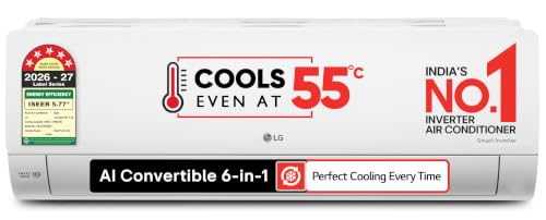 LG 5800W Max Cooling Capacity, 5 Star, 100% Copper Tubes, 1.42 Ton Inverter Split AC (A…