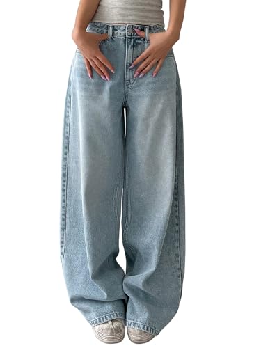 Shasmi Women's Wide Leg Baggy Jeans | Loose Fit Denim Pants for Women | High Rise Stree…