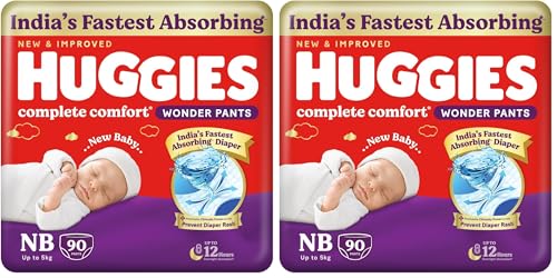 Huggies Complete Comfort Wonder Pants | Pant Style Baby Diapers Newborn Size (NB/XS), 9…