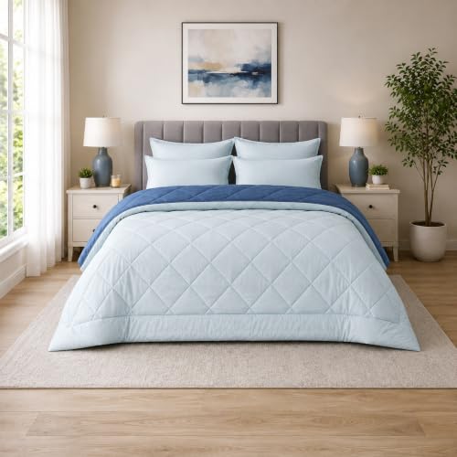 EssaBella Comfort Nest Solid Reversible Micro Polyester Comforter, 300 GSM, Ultra Soft,…
