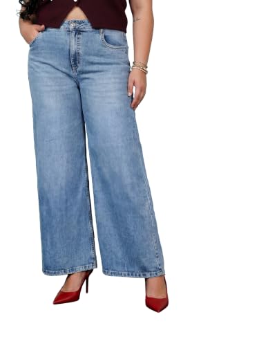 Miss Chase A+ Women's Wide-Leg High Rise Regular Length Stretchable Shaping Denim Jeans…