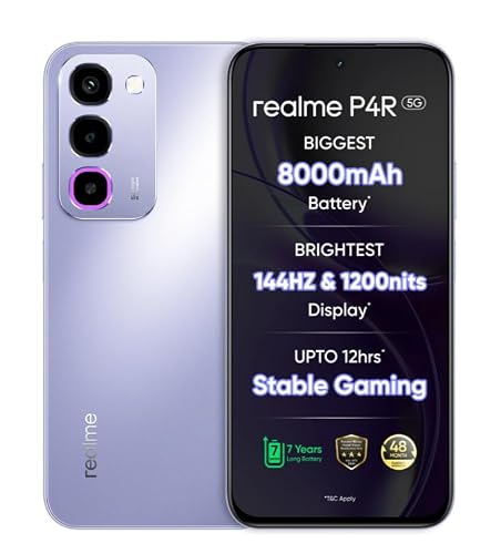 realme P4R 5G Smartphone, Lavender Glare, 8000mAh Battery, 144Hz Display, 6 GB RAM, 128…