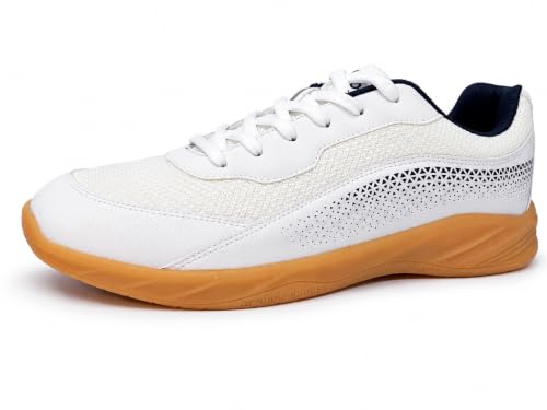 ATHCO Men's Nimble White Badminton Shoes_09 UK (ATHST-88)