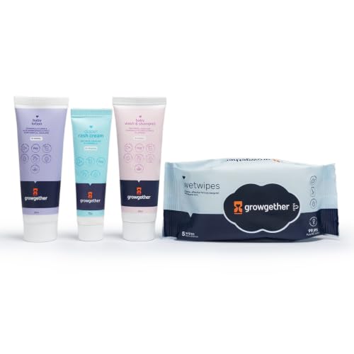 Growgether Baby Travel Skin Care Essentials Kit | Newborn Baby Gift Set with Baby Wipes…