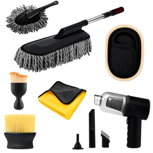 Verivue Mirrors 7 PCS Car Cleaning Kit with 3-in-1 Mini Vacuum Cleaner, Microfiber Clot…
